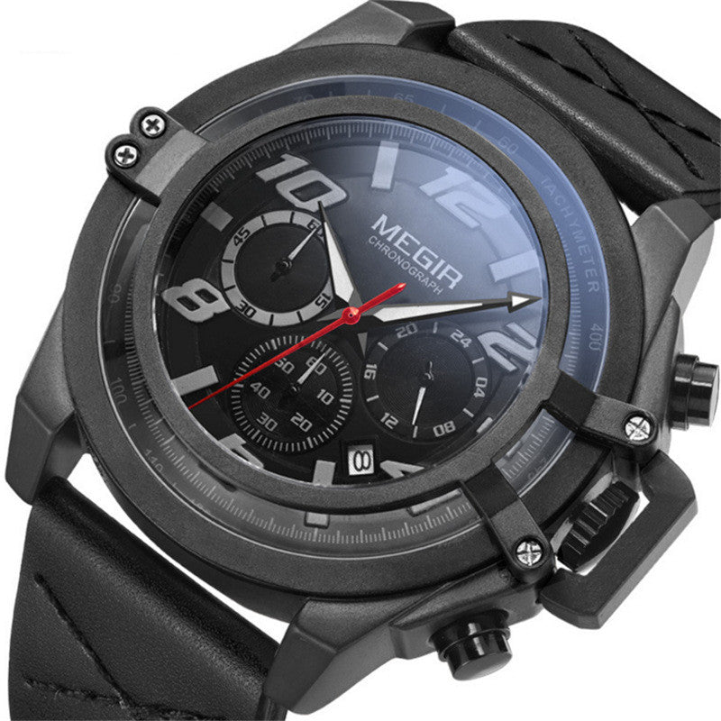 Watch Multifunctional Chronograph Sports Calendar Quartz Watch Waterproof Men's Watch