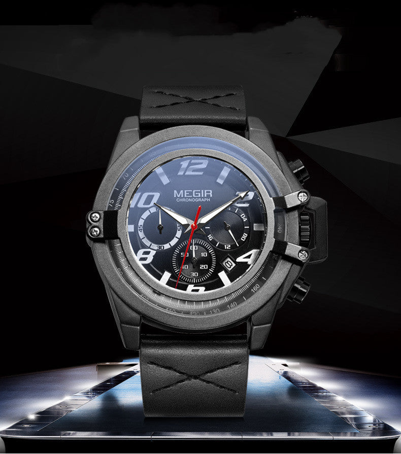 Watch Multifunctional Chronograph Sports Calendar Quartz Watch Waterproof Men's Watch