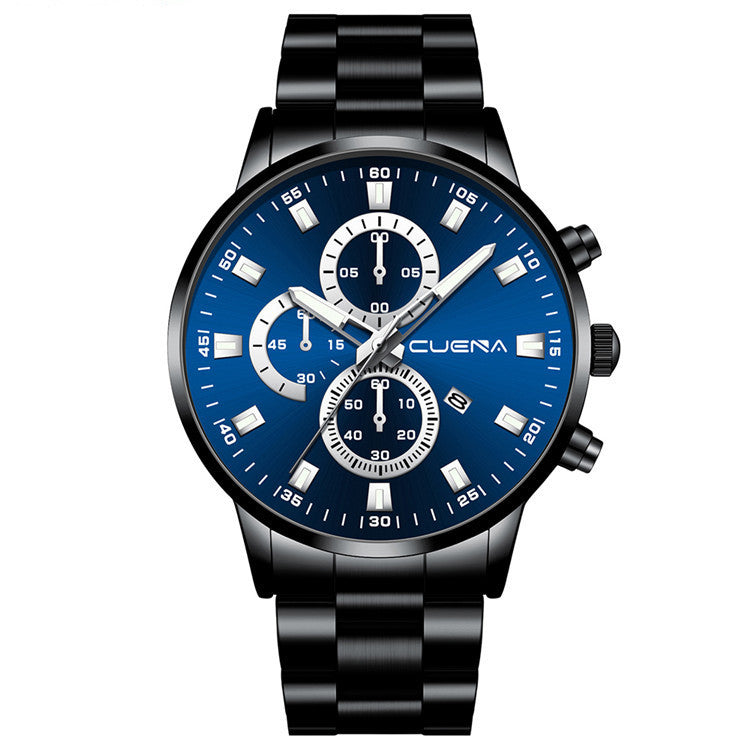 CUENA 889 Quartz Steel Band Calendar Watch
