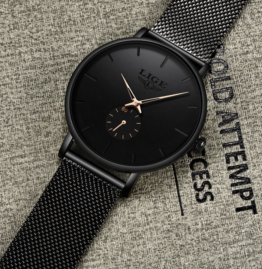 Men's mesh belt quartz watch