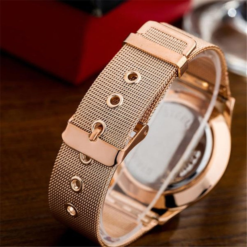 Fashion Alloy Belt Mesh Watch Unisex women's watches