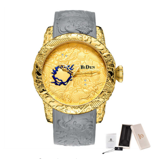 Black Men Watches Fashion 3D Engraved Dragon Relogio