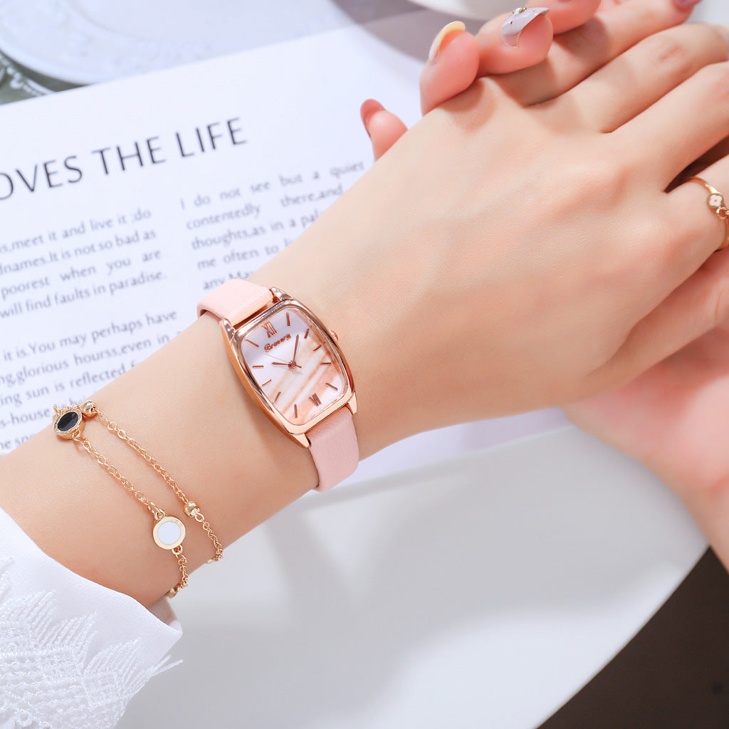 Classic Fashion Square Head Watch Pu Strap Quartz Watch