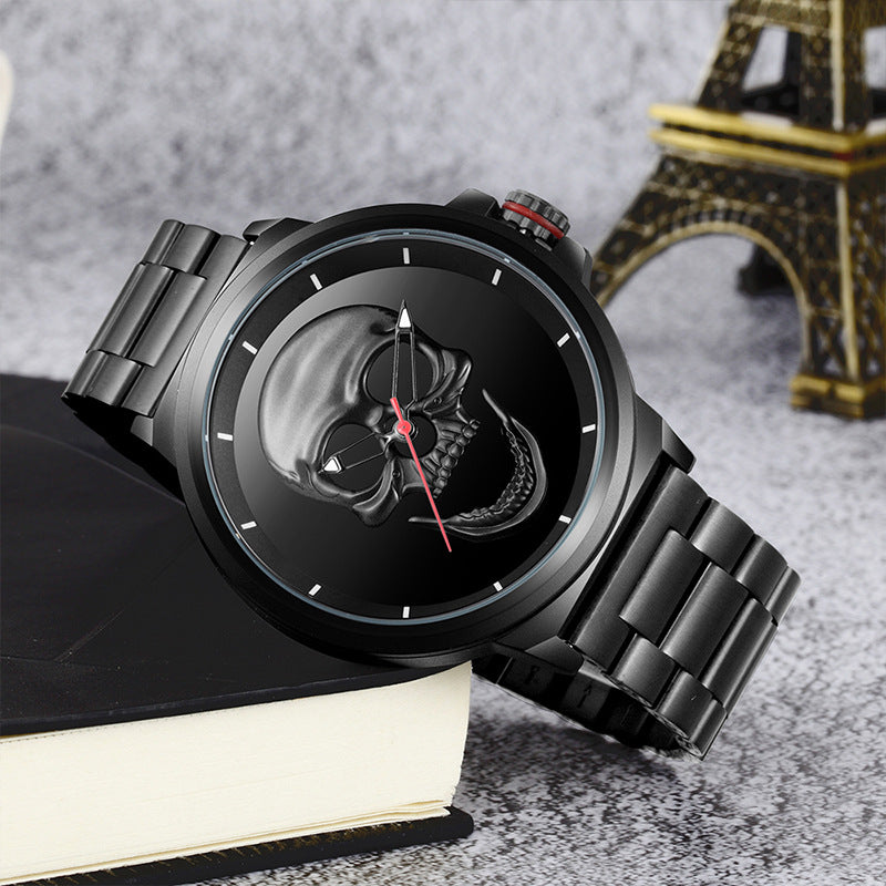 3D Black Watch 2021 Pirate Skull Style Quartz Men Watches