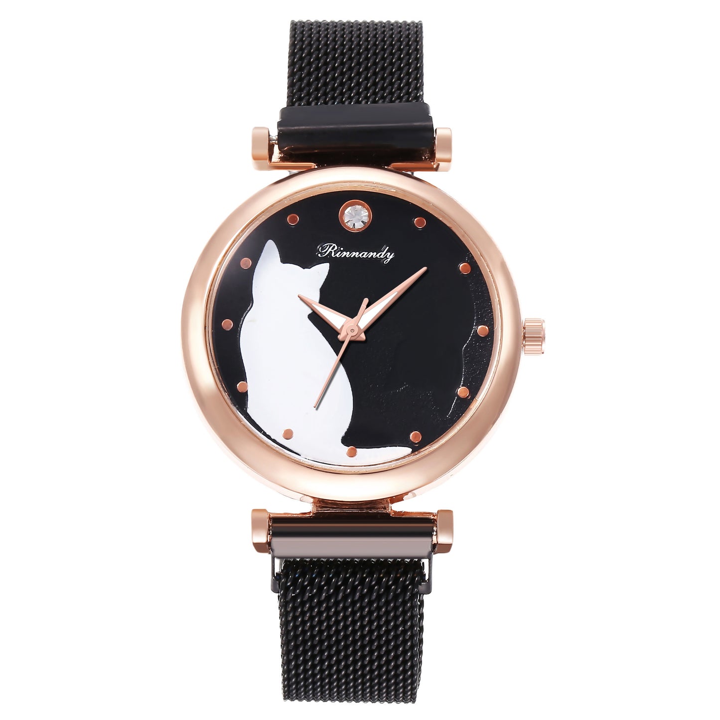 Cartoon cat magnet buckle Milan belt quartz watch