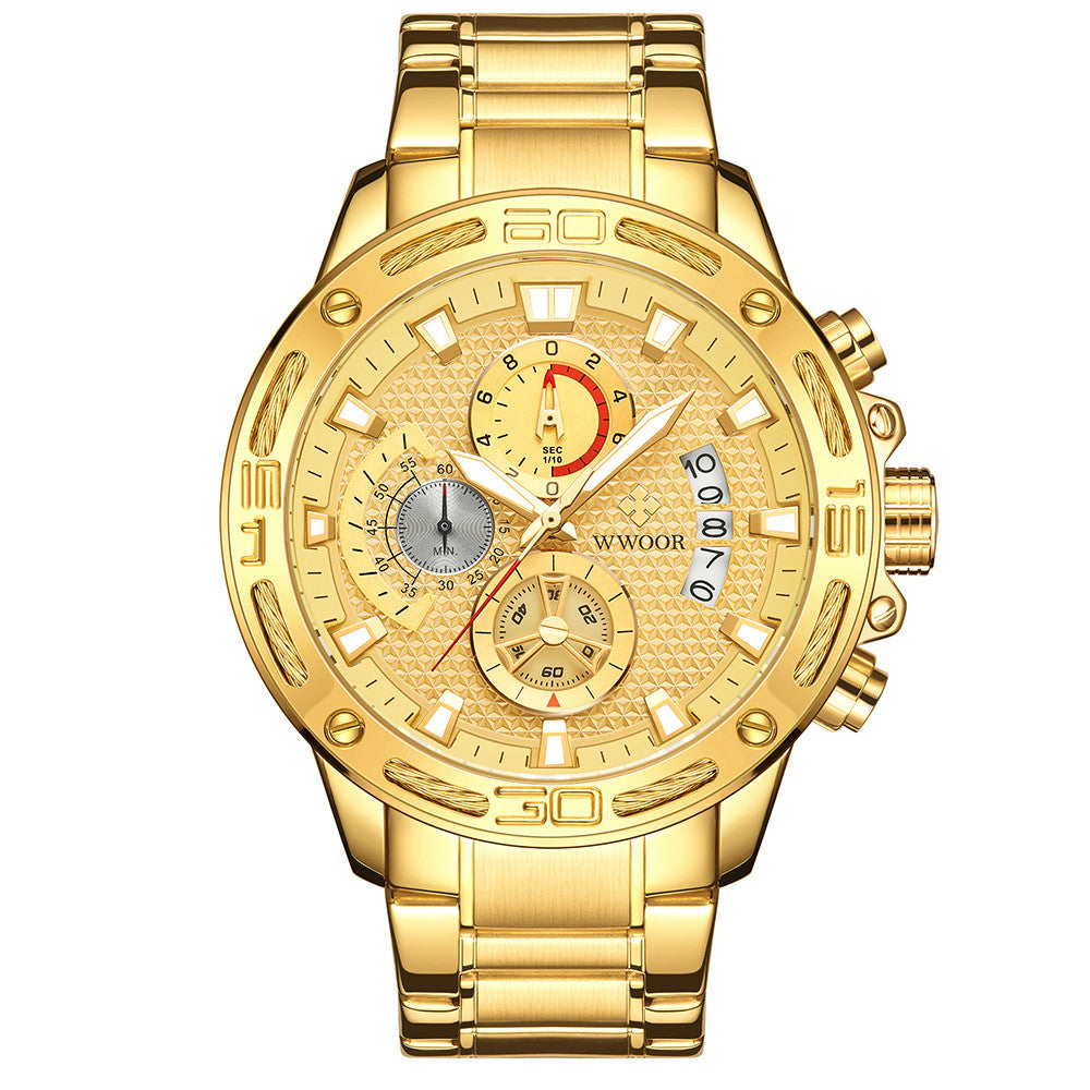 WWOOR Fashion Mens Watches Top Brand Luxury Gold