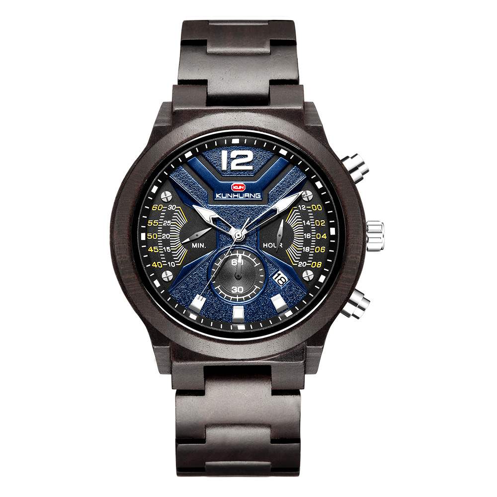 Function Chronograph Fashion Sport Quartz Wood Watch