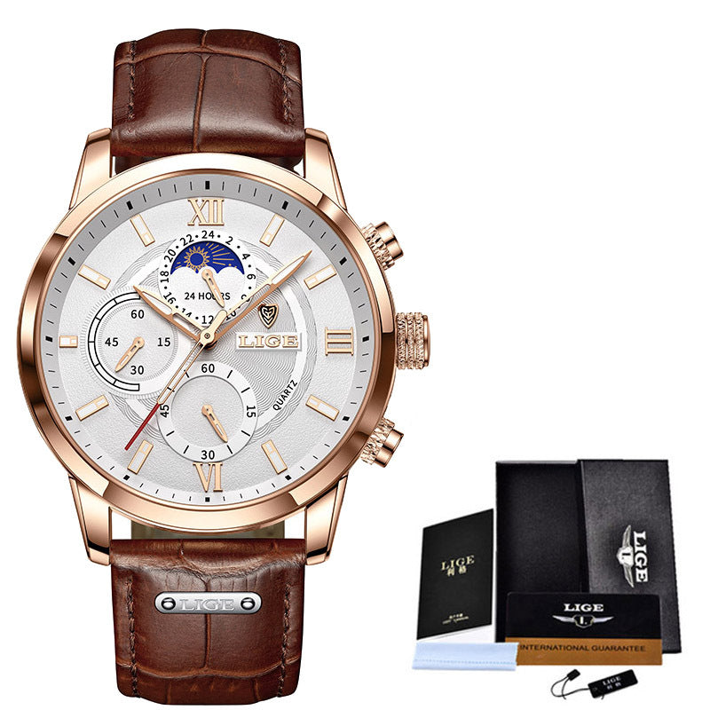 New Quartz Watch Quartz Multi Function Chronograph Waterproof Watch