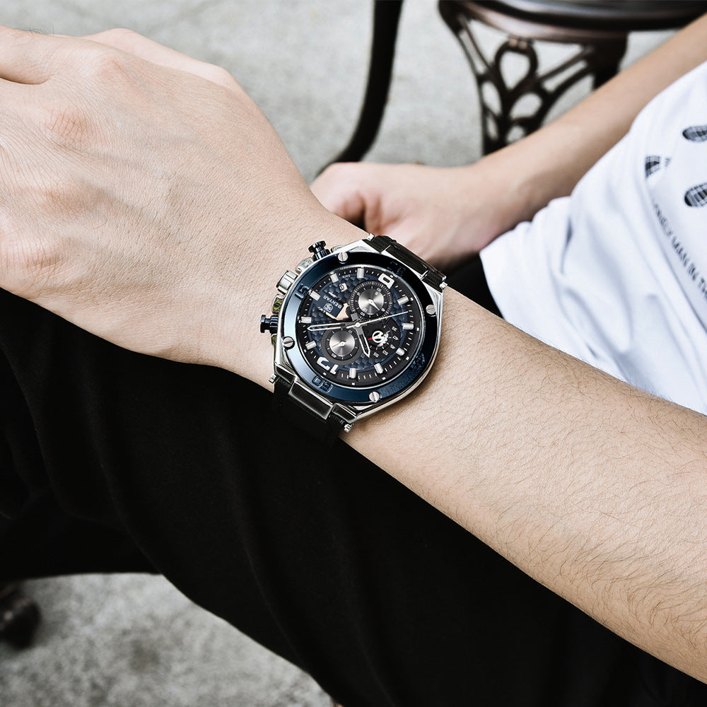 Fashionable Multi-Function Chronograph Waterproof Men's Quartz Watch 5151
