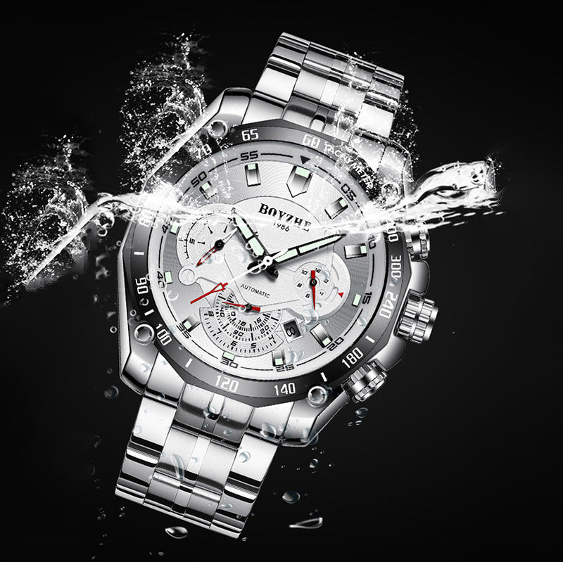 BOYZHE Certified Brand Watch Steel Belt Week Display