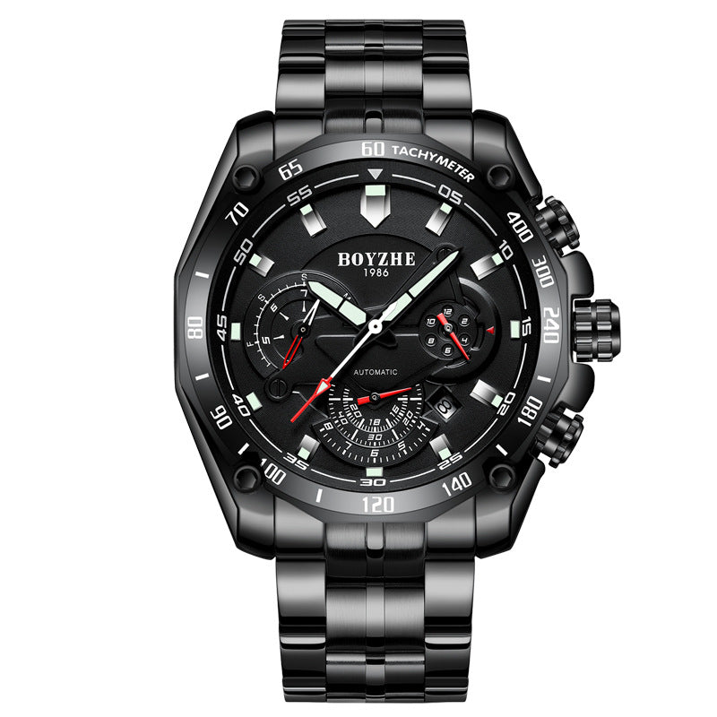 BOYZHE Certified Brand Watch Steel Belt Week Display