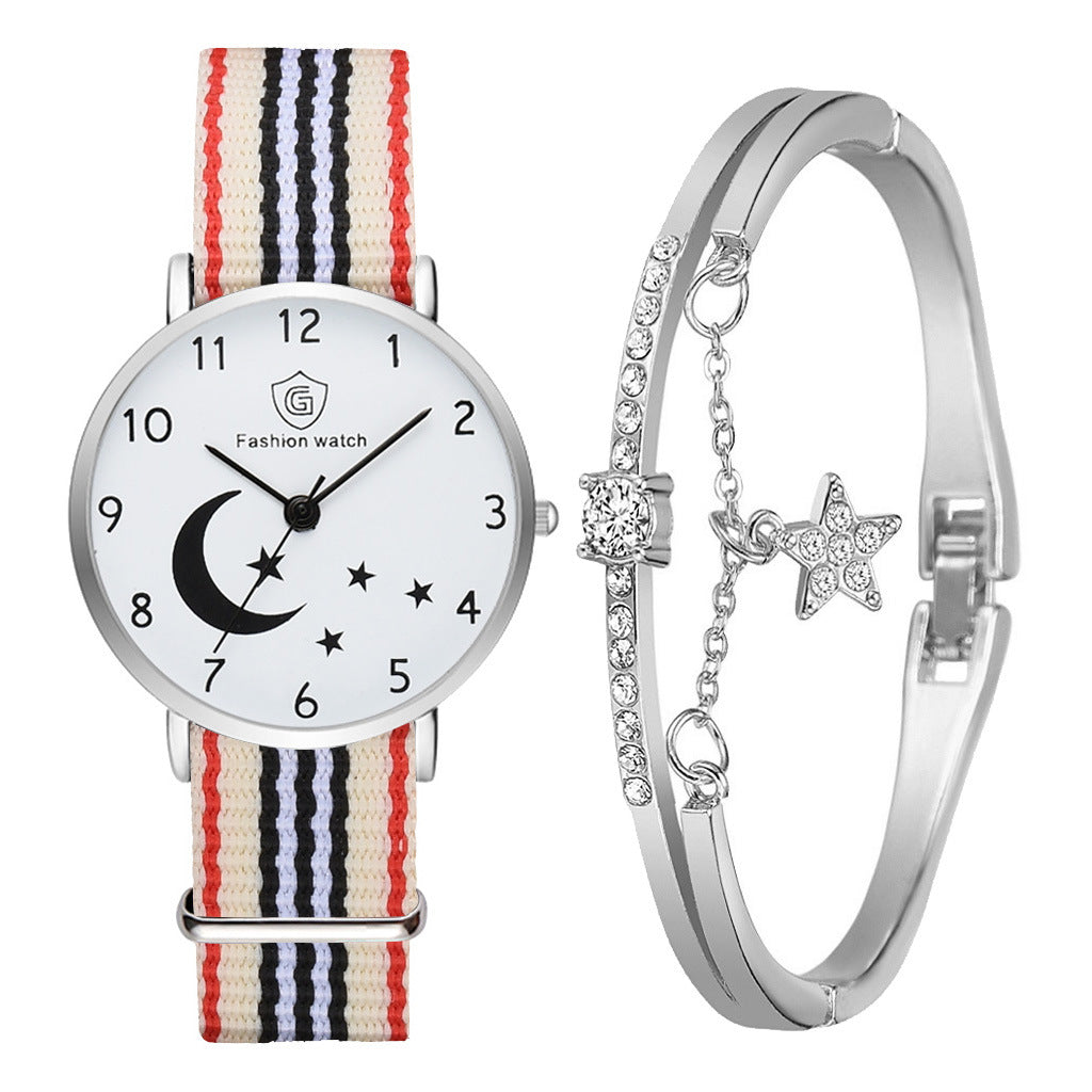 Fashion Watch For Women Bracelet Set Casual Canvas Strap
