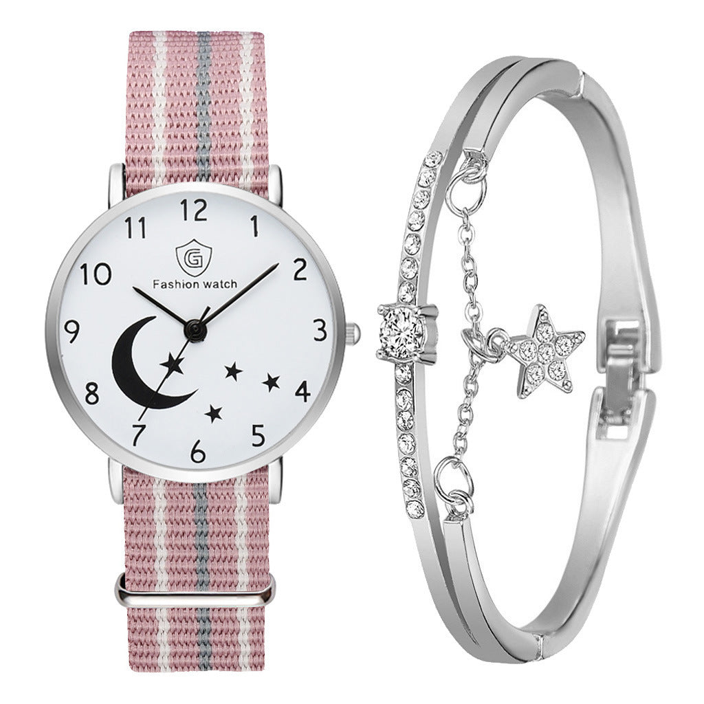 Fashion Watch For Women Bracelet Set Casual Canvas Strap