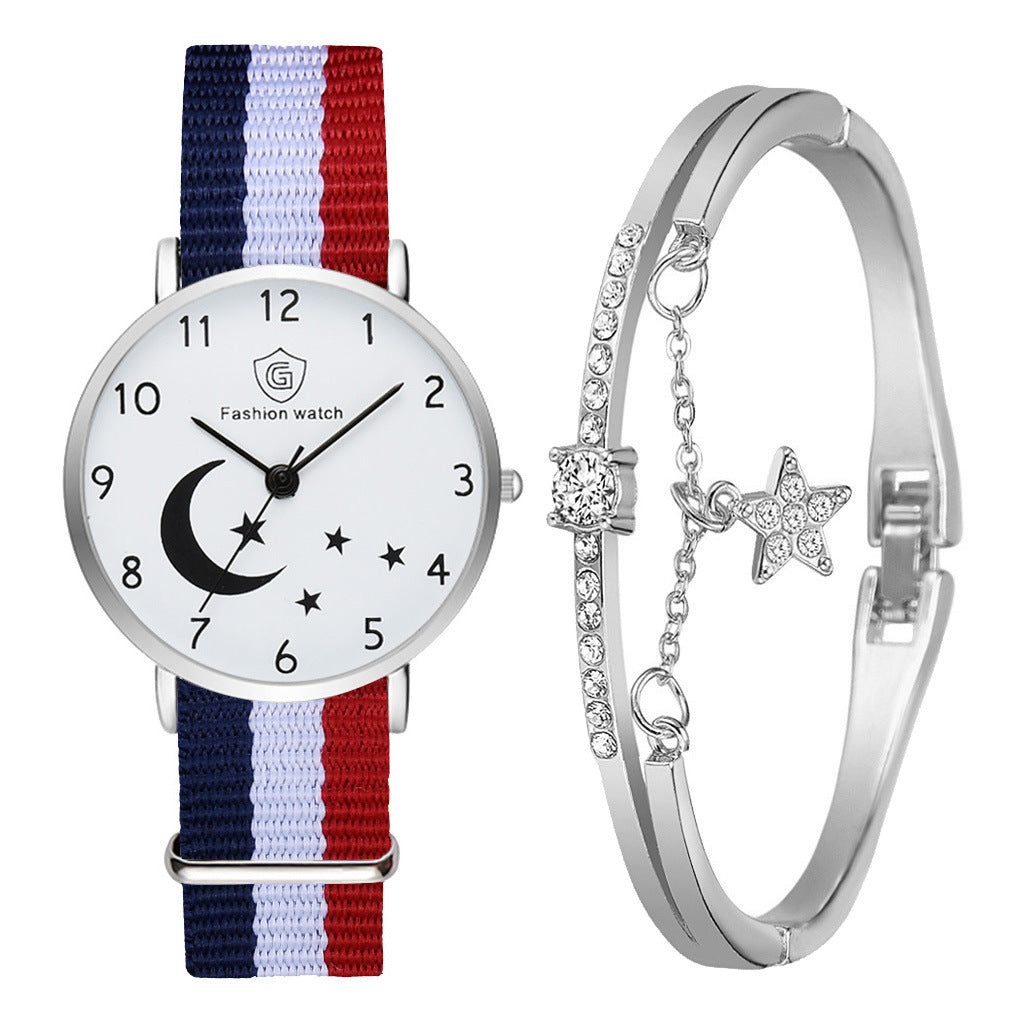 Fashion Watch For Women Bracelet Set Casual Canvas Strap