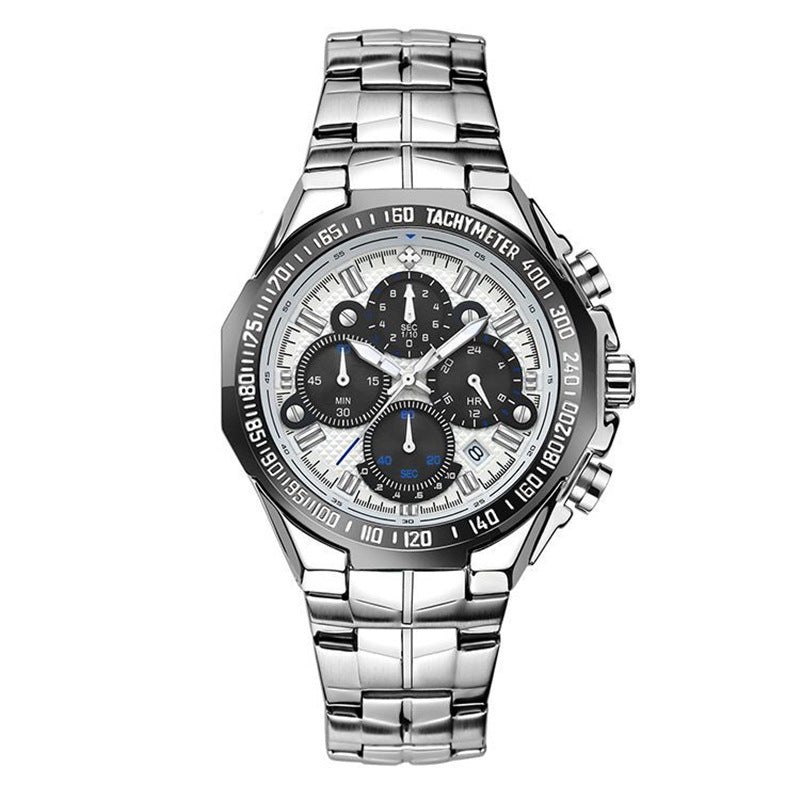 WWOOR Multifunctional Men's Steel Band Six-Hand Quartz Watch
