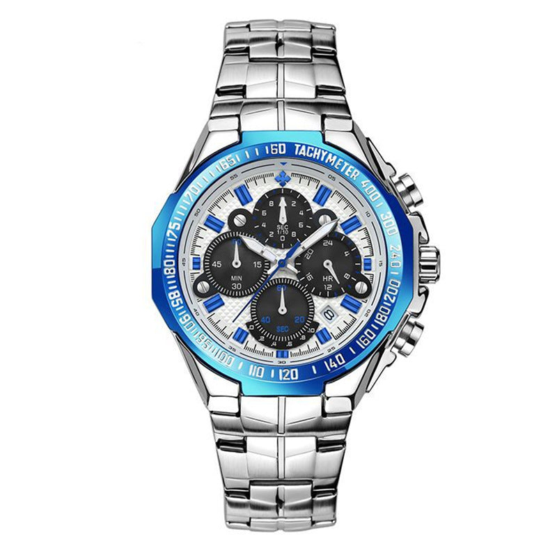 WWOOR Multifunctional Men's Steel Band Six-Hand Quartz Watch