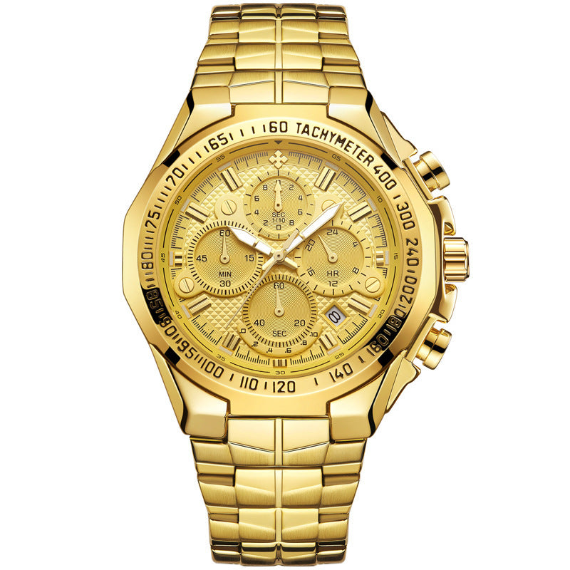 WWOOR Multifunctional Men's Steel Band Six-Hand Quartz Watch