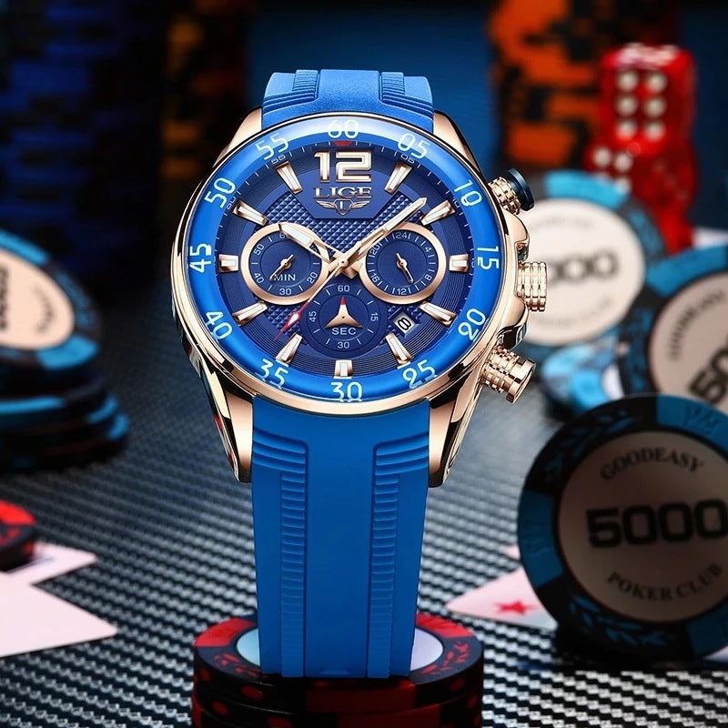 Quartz Watch Men'S Waterproof Wristwatch Multi Function Chronograph