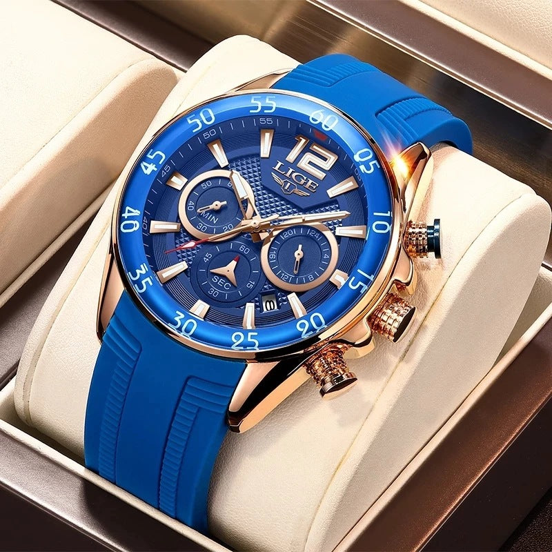 Quartz Watch Men'S Waterproof Wristwatch Multi Function Chronograph