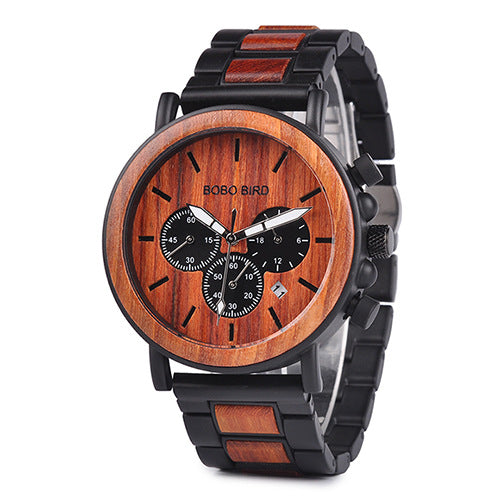 Bobo Bird Wood Watch Quartz Watch Three Eye