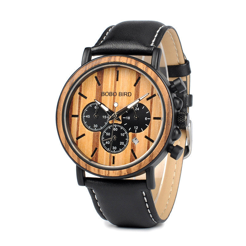 Bobo Bird Wood Watch Quartz Watch Three Eye