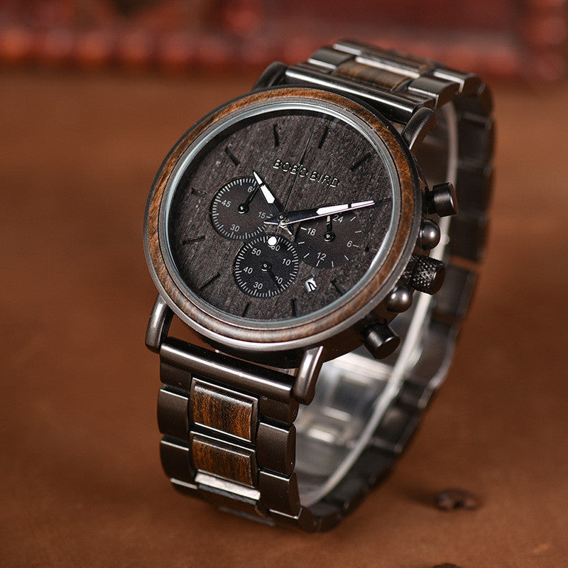 Bobo Bird Wood Watch Quartz Watch Three Eye