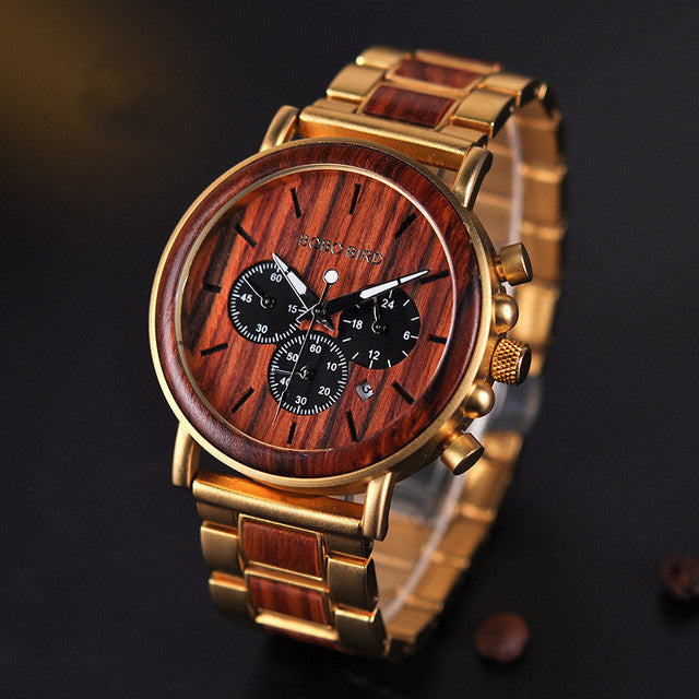 Bobo Bird Wood Watch Quartz Watch Three Eye