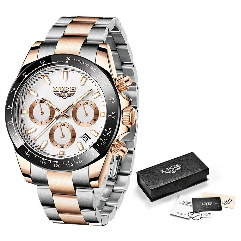 Men's Quartz Watch Multifunction Chronograph Sports Waterproof Watch