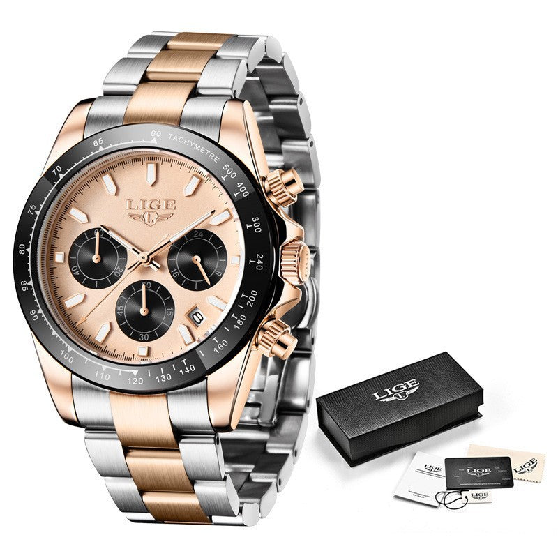 Men's Quartz Watch Multifunction Chronograph Sports Waterproof Watch