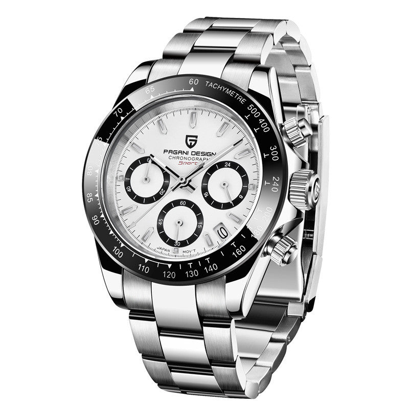 Men's Business Watch Multifunction Calendar Chronograph Stainless Steel