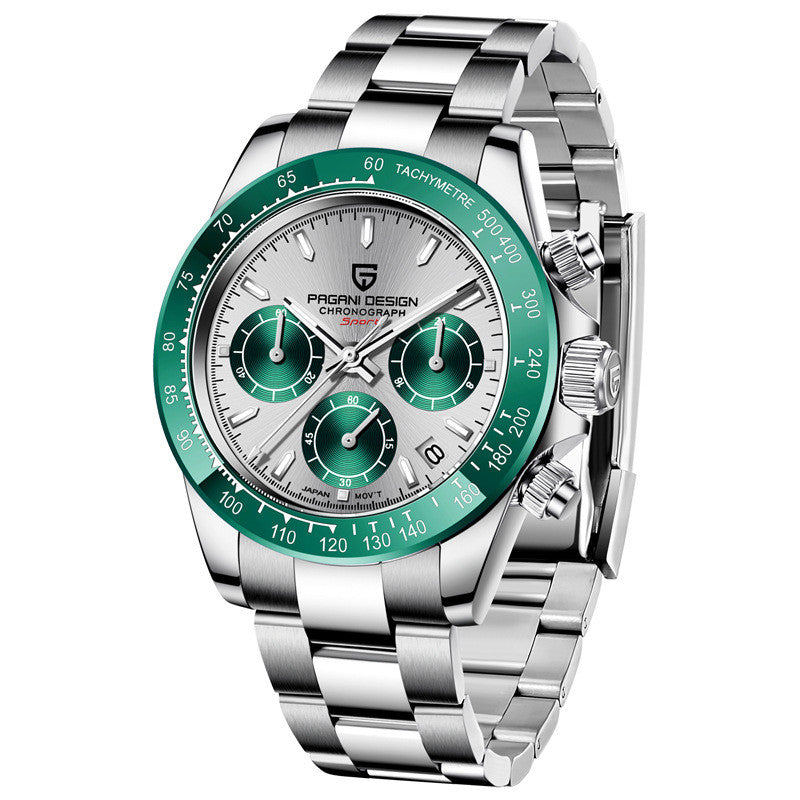 Men's Business Watch Multifunction Calendar Chronograph Stainless Steel