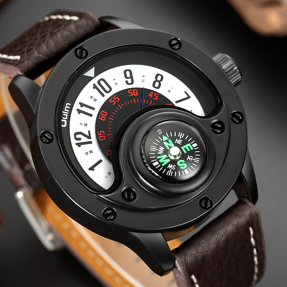 Unique Design Male Quartz Clock Men's Leather Strap Casual Wrist Watch