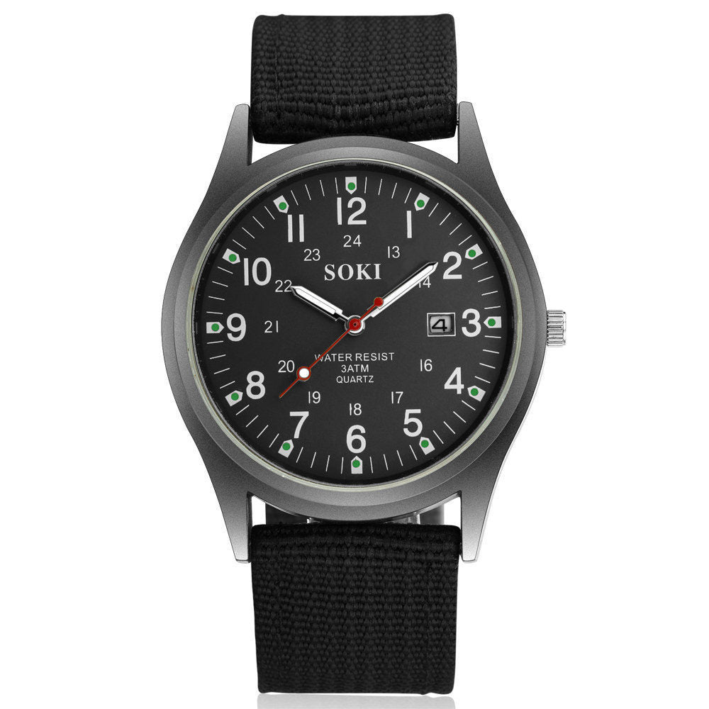 Men's Luminous Quartz Watch Sports Date Display Clock