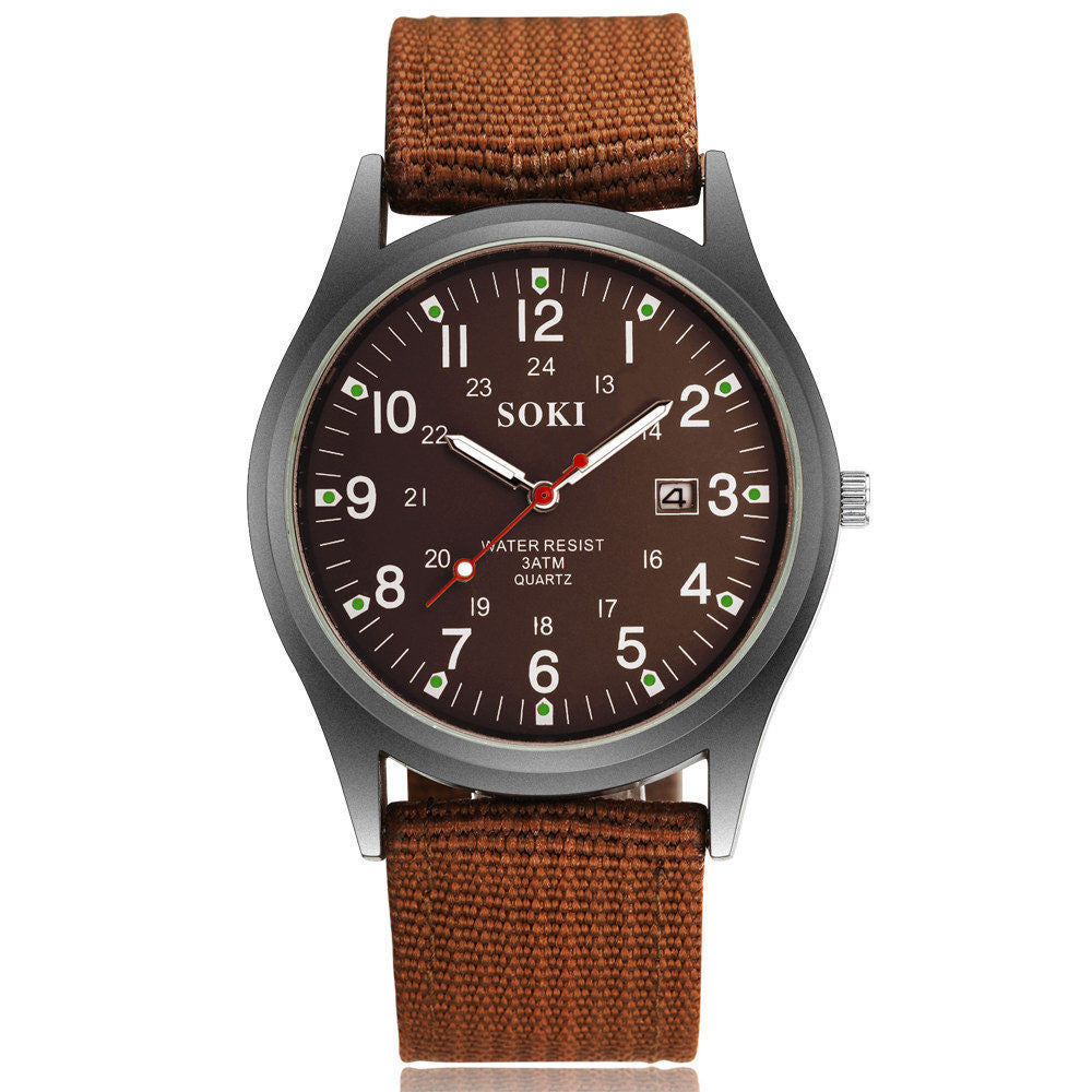 Men's Luminous Quartz Watch Sports Date Display Clock