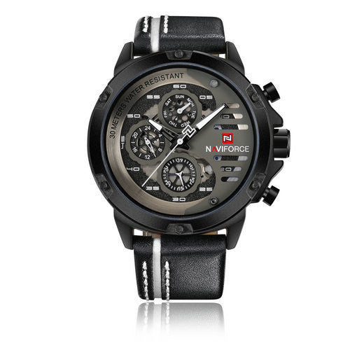 Fashion Water Calendar Belt Quartz Watch Men's Watch