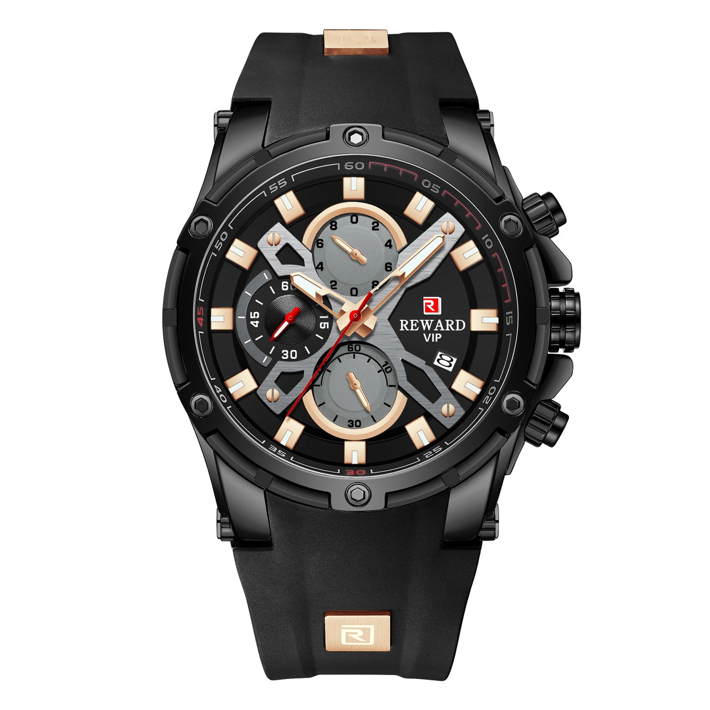 Men's Sports Watch Multifunction Chronograph Watch Silicone Luminous Waterproof