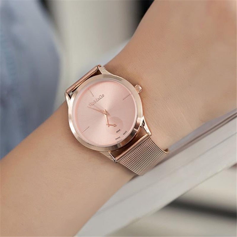 Fashion Alloy Belt Mesh Watch Unisex women's watches
