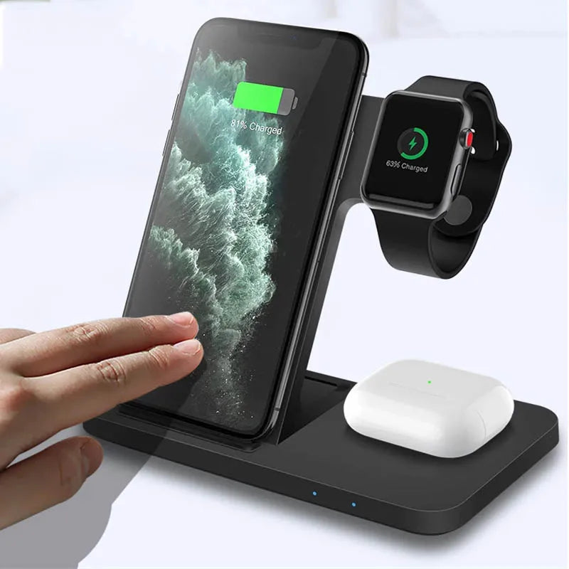 Mobile phone holder watch headset wireless charger