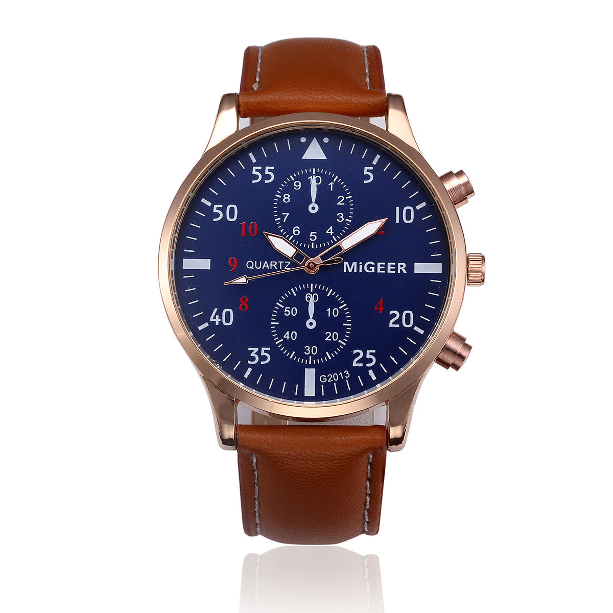 MIGEER Retro Design Men Watches Casual PU Leather Band