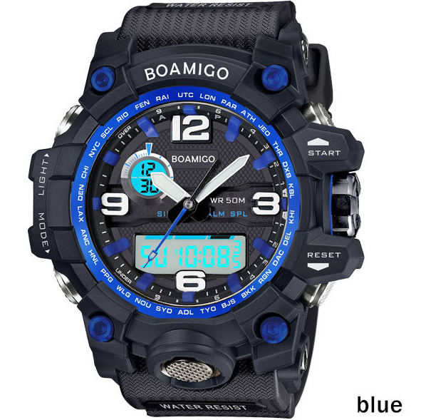 BOAMIGO brand men sports watches dual display analog digital LED