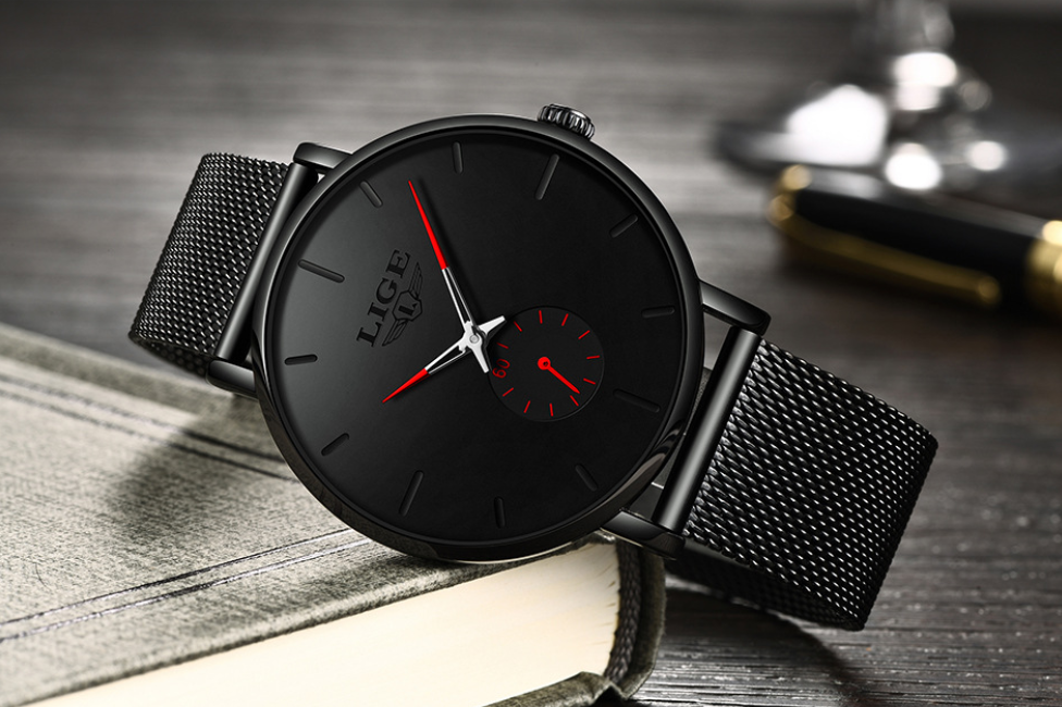 Men's mesh belt quartz watch