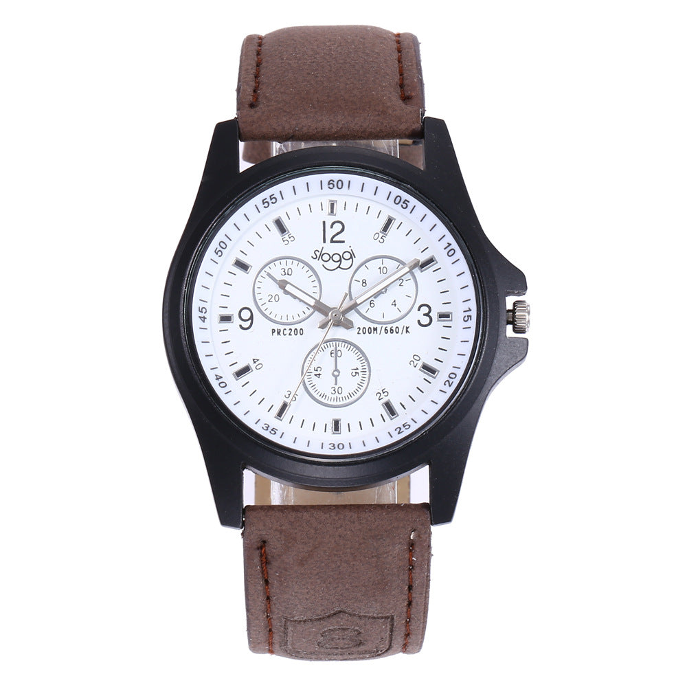Three-eye sapphire crystal quartz watch