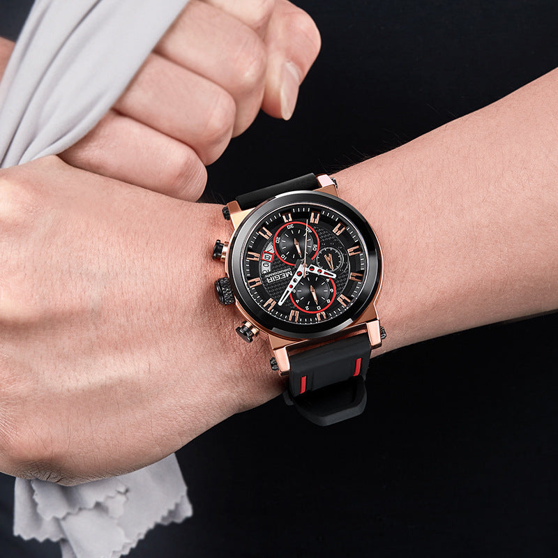 Trend Sports Multifunctional True Three Eyes Quartz Men's Watch