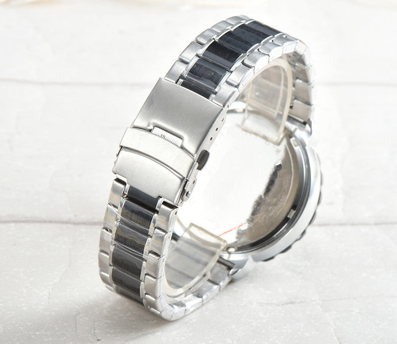 Six-Hand Running-Second Steel Band Watch