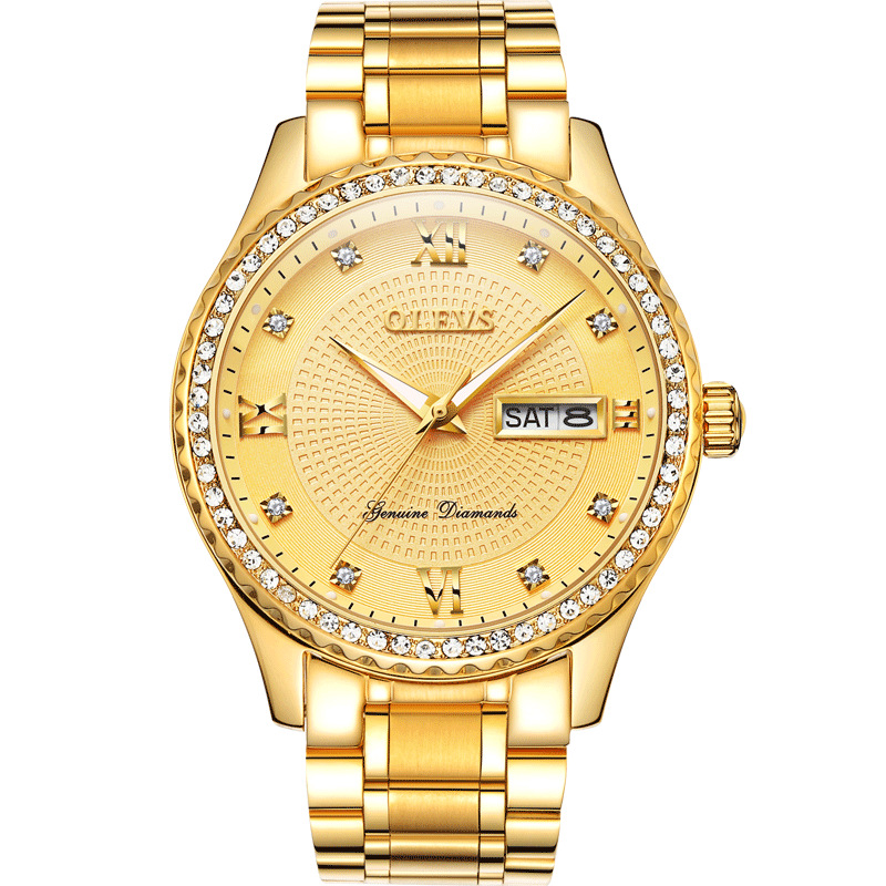 Fashion Men Watch Stainless Steel Analog Quartz Classic Male Wristwatch Gold