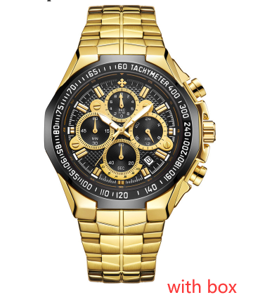 WWOOR Multifunctional Men's Steel Band Six-Hand Quartz Watch