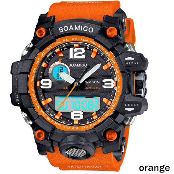 BOAMIGO brand men sports watches dual display analog digital LED