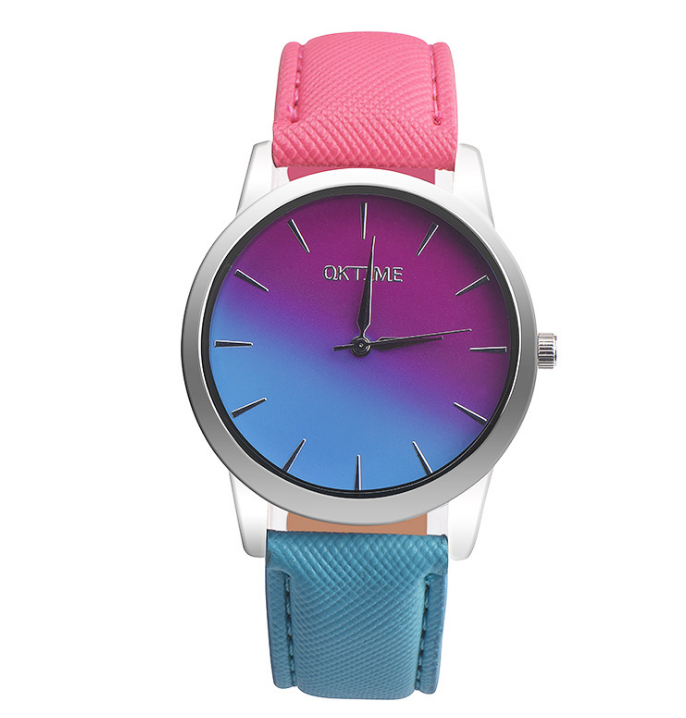 Fashion Casual Retro Rainbow Design Watch Women
