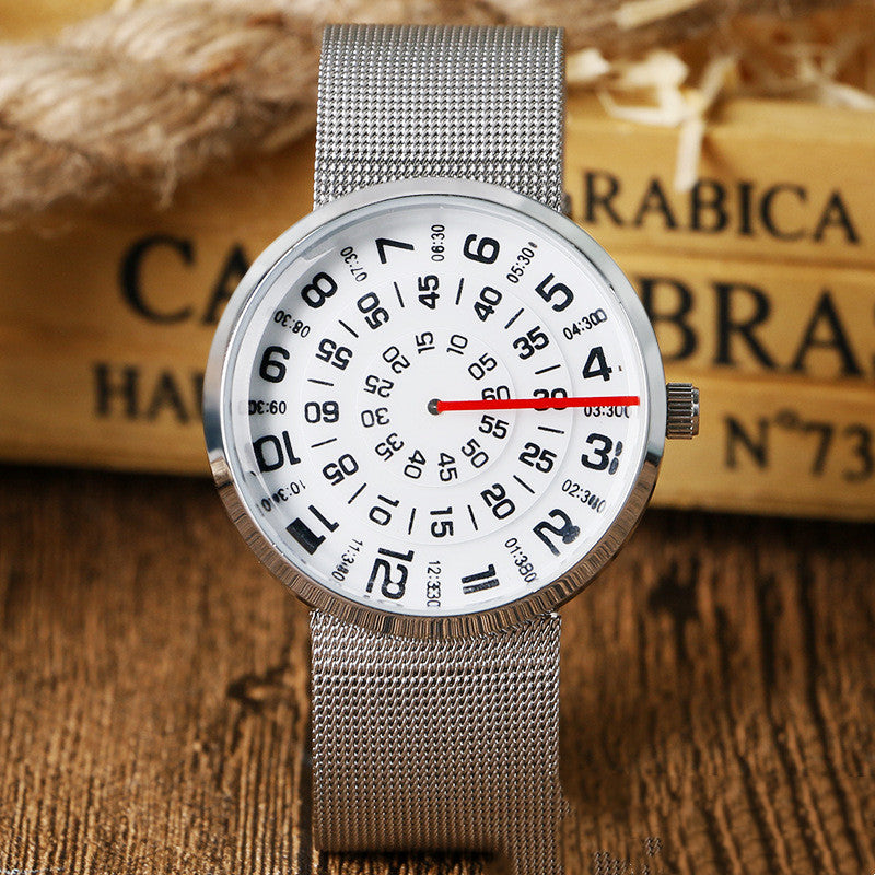 Korean Version Trendy Men's Fashion Alloy Mesh Strap Watch