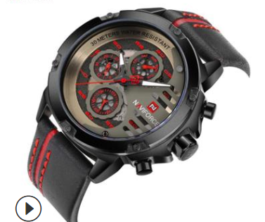 Fashion waterproof calendar belt quartz watch men's watch